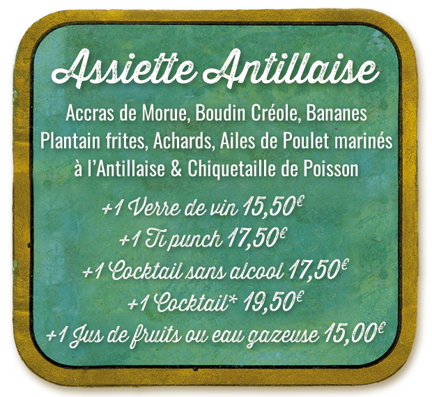 Accras de Morue, Boudin Créole, Bananes Plantain frites, Achards, Ailes de Poulet marinés à l’Antillaise & Chiquetaille de Poisson