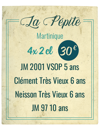 JM 2001 VSOP 5 ans, Clément Très Vieux 6 ans, Neisson Très Vieux 6 ans, JM 97 10 ans