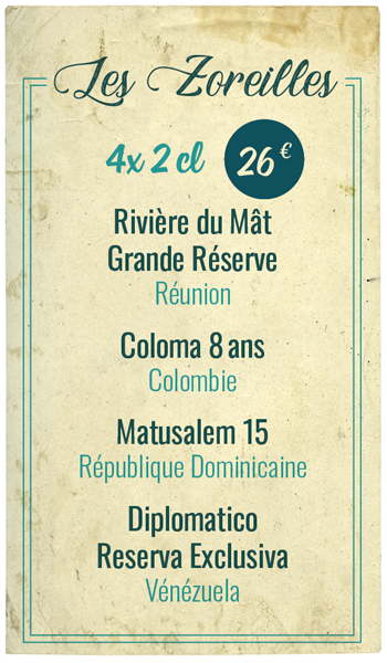 Rivière du Mât Grande Réserve (Réunion), Coloma 8 ans (Colombie), Matusalem 15 (République Dominicaine), Diplomatico Reserva Exclusiva (Vénézuela)