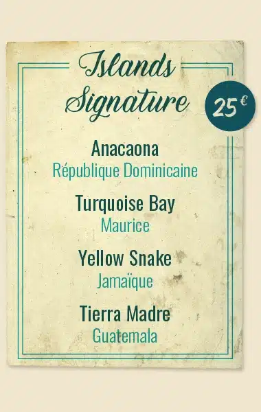 Anacaona (R&eacute;publique Dominicaine), Turquoise Bay (Maurice), Yellow Snake (Jama&iuml;que), Tierra Madre (Guatemala)