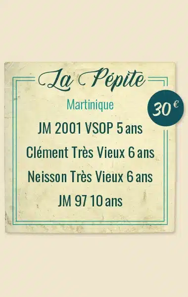 JM 2001 VSOP 5 ans, Cl&eacute;ment Tr&egrave;s Vieux 6 ans, Neisson Tr&egrave;s Vieux 6 ans, JM 97 10 ans